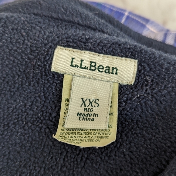 LL Bean Shirt Jacket Size XS Women Purple Plaid Fleece Lined Shacket Oversized - Picture 3 of 14